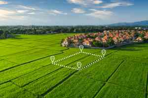 Feld mit aufgezeichneten Grundstück