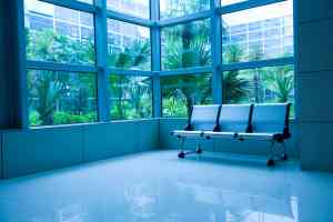 Fenster, Sessel, blau